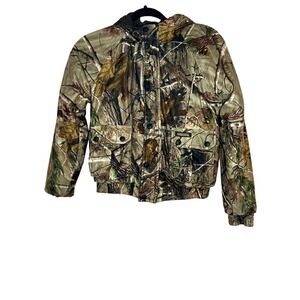 Remington Kids Reversible Camo Jacket Olive - Realtree Hooded Zip - Sz 12/14